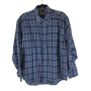 Taylor & Henry Mens Shirt Oxford Cotton Button Down Plaid Pocket Blue XL